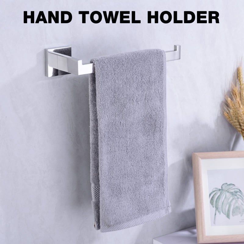 TRUSTMI 5-Piece Bathroom Hardware Accessory Set Robe Hook Towel Bar Toilet Roll Paper Holder Towel Ring Wall Mounted, SUS 304 Stainless Steel, Chrome - Image 4